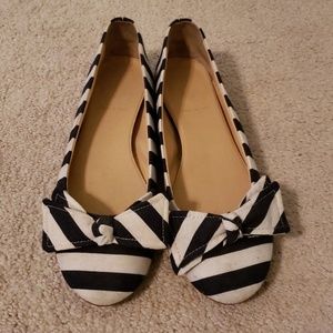 JCrew navy and white ballet flats